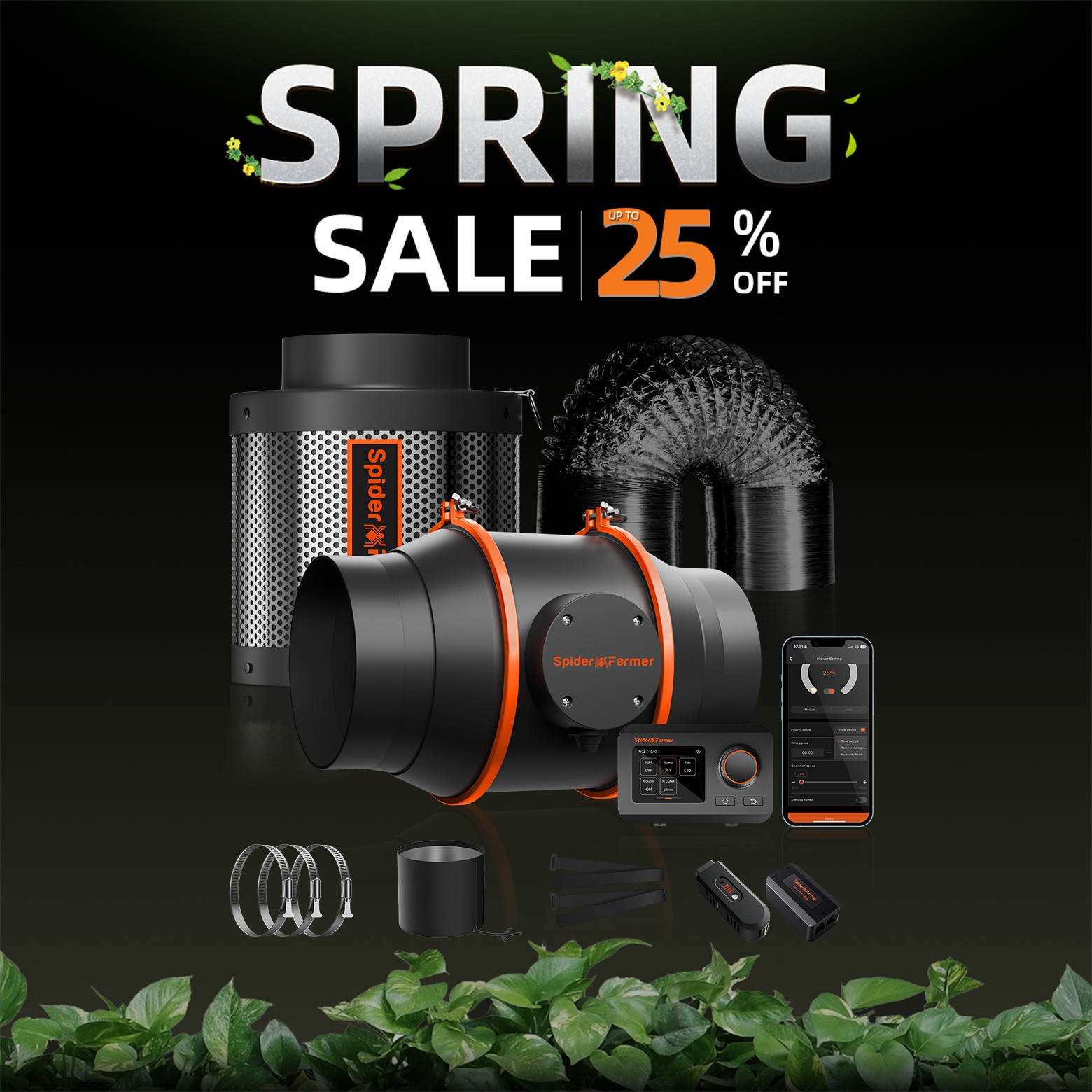 Grow Tent 4X4 - Spider Farmer Kit de ventilateur en